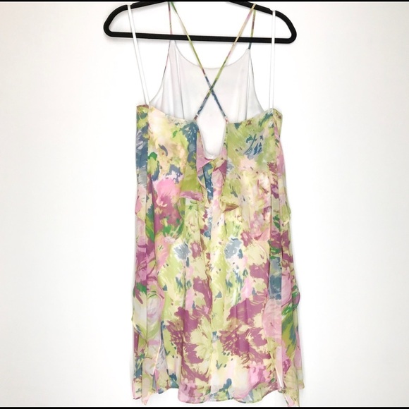 BCBGMaxAzria Swing Dress Womens Small Floral Pastel Ruffle Layers Straps - Picture 3 of 9